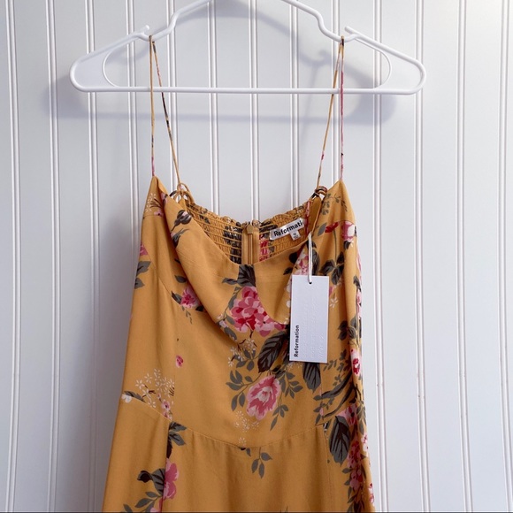 Reformation Juliette High Slit Sweetheart Neckline Floral Midi Dress In Angelica - Picture 11 of 16